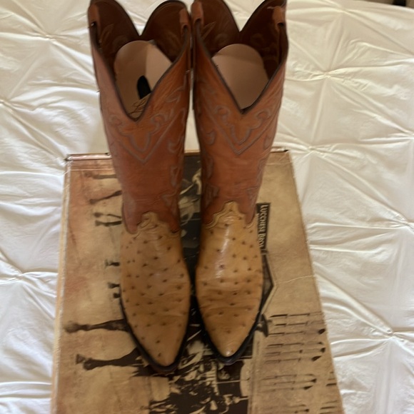 Lucchese saddle tan ostrich western cowboy boots size 8B (women’s) - Picture 5 of 8